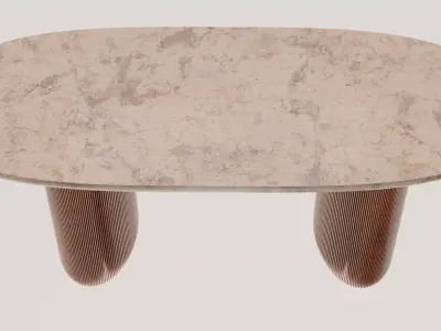 Modern table with marble and unique wooden legs Free 3D model