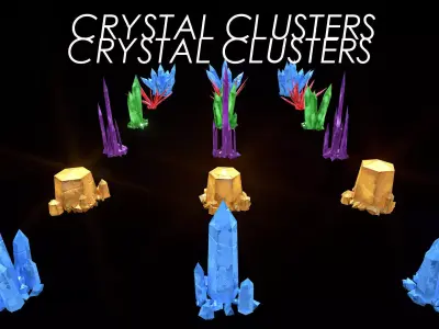 CRYSTAL CLUSTERS PACK STYLIZED 4K GAME-READY LOW-POLY AAA Low-poly 3D model