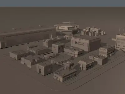3D Building Set city Low-poly 3D model