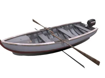 Old Wooden Motorboat Low-poly PBR Low-poly 3D model