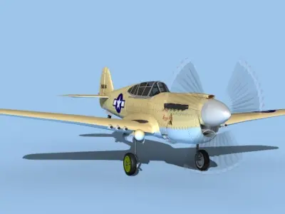 Curtiss P-40F Warhawk V10 USAAF 3D model