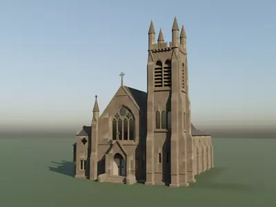 Scottish Church - Game Ready Free low-poly 3D model
