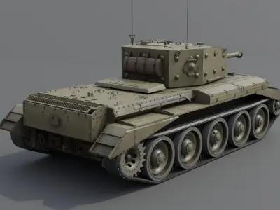 Cromwell V Cruiser tank Low-poly 3D model