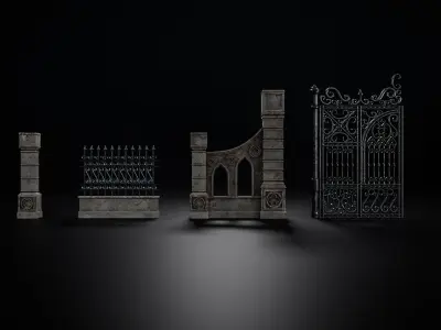 GOTHIC EXTERIOR PROPS ASSET Collection Low-poly 3D model