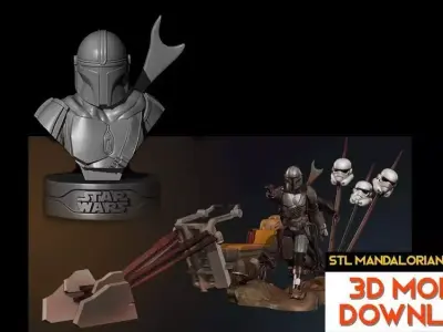 Mando mandalorian Star Wars STL files 3d printing collectibles  3D print model