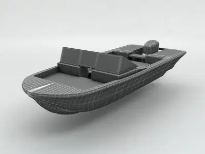 Fishing Motor Boat Dinghy 1 Low-poly 3D model