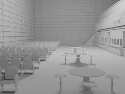 Airport Departures Lounge No Material 3D model