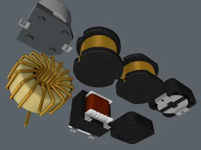 Electronic Components inductors 3D model