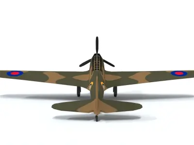 Low Poly Cartoon Fairey Battle WWII Airplane Low-poly 3D model