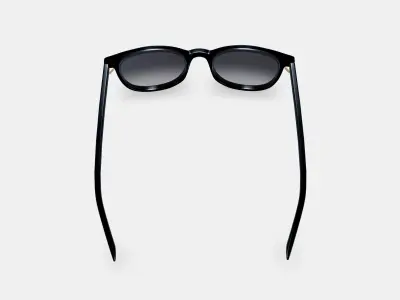 Durand Sunglasses in Jet Black with Polished Gold 3D model