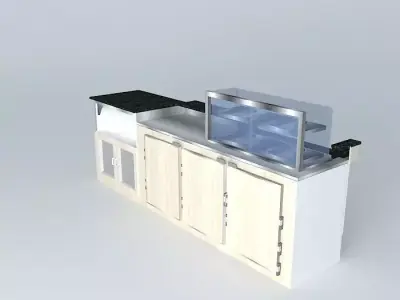 Kit cafe counter with glass top Free 3D model