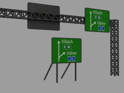 BLENDER Highway Signs and Barriers Free 3D model