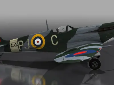 SPITFIRE MK VB 130th Squadron Low-poly 3D model