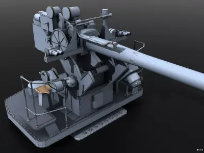 5-inch 25-caliber Mark 10 anti-aircraft gun Low-poly 3D model