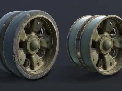 T-55 Tank Wheels Set Low-poly 3D model