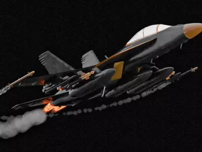 f18 black and gold rigged with procedural textures 3D model