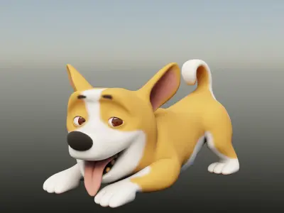 Cartoon Corgi Dog 3D model