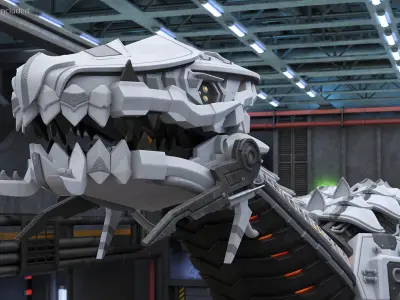Dinosaur Robot Rigged for Cinema 4D 3D model