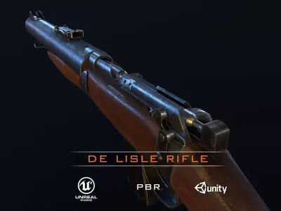 De Lisle British WW2 Rifle PBR Low-poly 3D model Low-poly 3D model