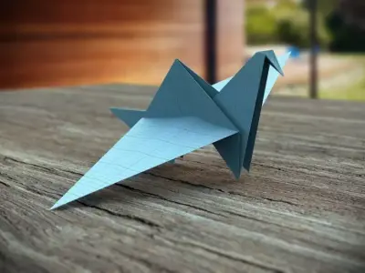 Origami Crane Low-poly 3D model