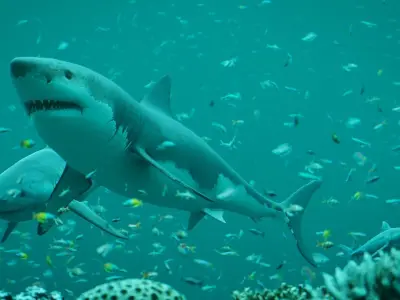 Sharks Underwater Scene Low-poly 3D model