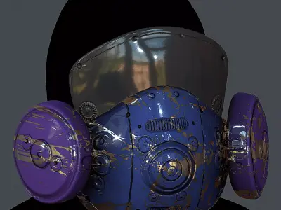 Gas mask helmet 3d model scifi Low-poly Low-poly 3D model 20