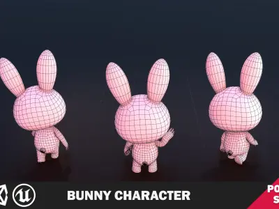 Funny Bunny Character Lowpoly Low-poly 3D model