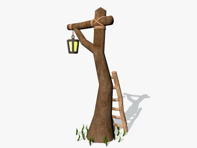 Cartoon Tree Lantern 3D model