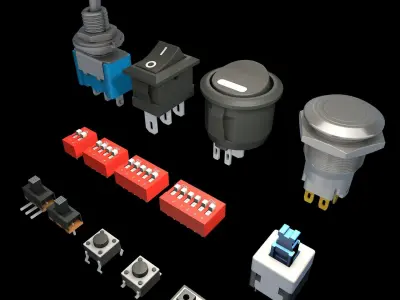 electric switches and buttons 3D model