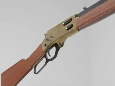 Lever Action Rifle Low Poly Game Ready PBR Low-poly 3D model