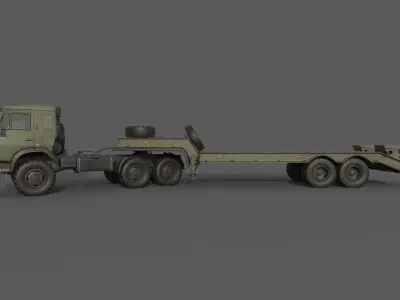 Kamaz 44100 with Trailer 3D model