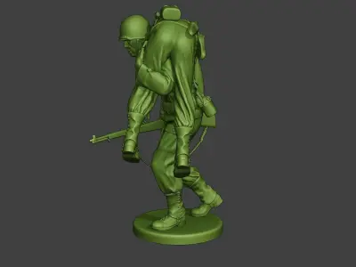 American soldier ww2 carring wounded A10 3D print model