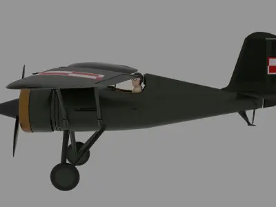PZL 11 C Polish Gullwing Fighter 3D model