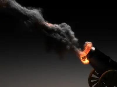 cannon with flames 3D model