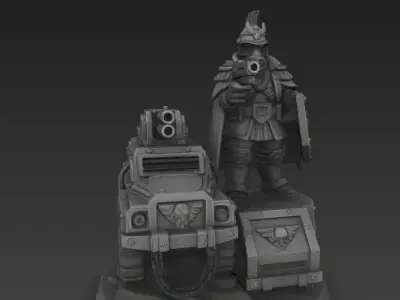 Marshal Wilhelm with Armoured Car - Valour Korps  3D model