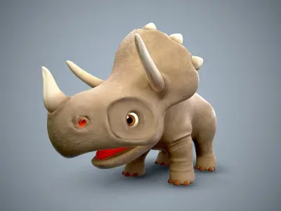 Cartoon baby dino Low-poly 3D model