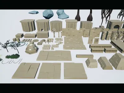 Aztec Temple - Low Poly Asset Pack Low-poly 3D model