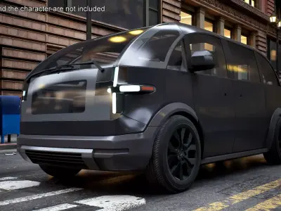 Electric Minibus Premium Black Rigged for Maya 3D model