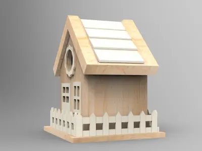Wooden Bird House Free low-poly 3D model