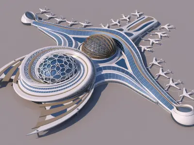 0303 - Airport Architecture Building - 2D Drawings - 3D Files 3D model