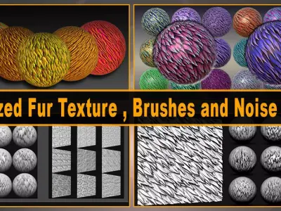 30 Stylized Fur Texture Brushes and Noise Pack Low-poly 3D model