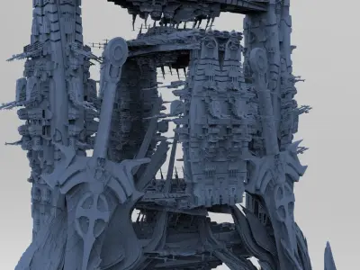 Mars Sci-Fi Monolith Massive structure 9 3D model