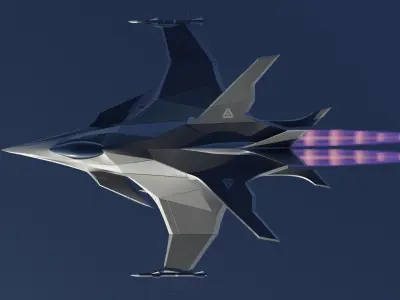 Sci Fi fighter aircraft Low-poly 3D model