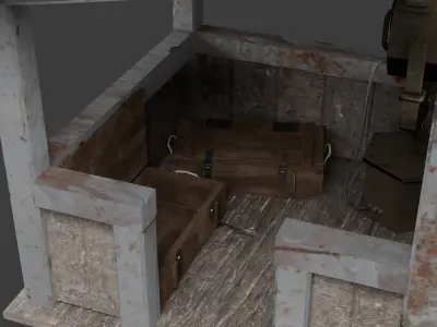 Watchtower with Military Crates and Spotligh 3D model