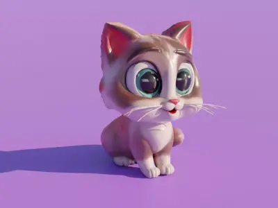 Cute Cat Low-poly 3D model