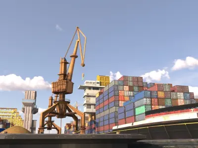 Detailed Commercial Harbor 3D Pack 3D model