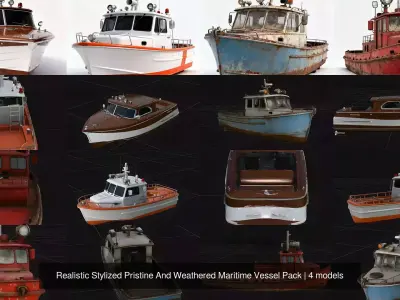 Realistic Stylized Pristine And Weathered Maritime Vessel Pack