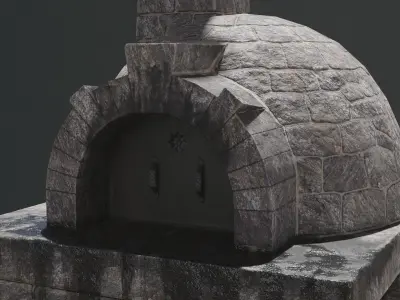 Medieval Stone Oven Low-poly 3D model