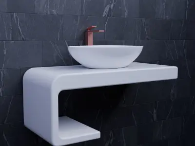 Abstract Bathroom Modern SInk Cabinet Free 3D model