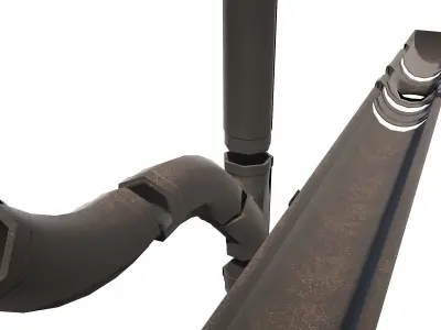 Old Black Gutter System PBR Low-poly 3D model